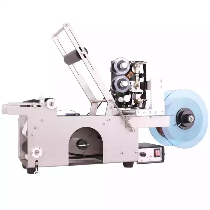 Semi Automatic Mineral Water Plastic Round Bottle Labeling Machine for Round Bottles Sticker Label Packing Machine with Coding