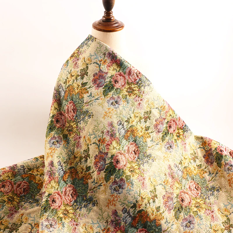 2023 Polyester cotton floral patterns furniture footwear jacquard fabric for clothing