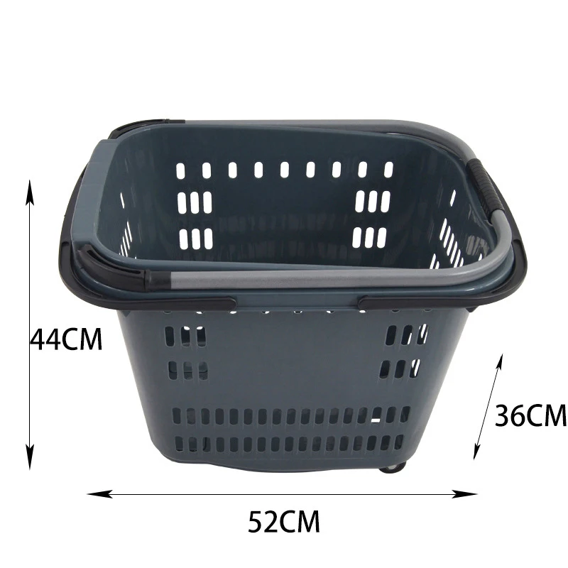 Meicheng 35L 50L Four Wheel Retractable Shopping Basket Manufacturers Direct Supermarket Convenience Store Shopping Basket