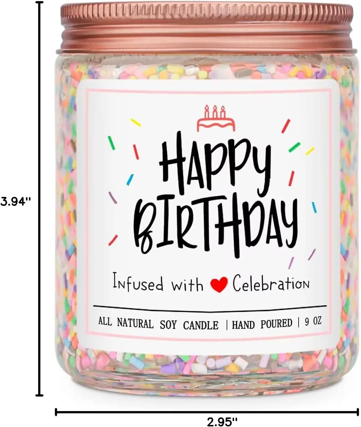 Decoration Candy Candle Vanilla Birthday Cake Scent  Candle with Sprinkles Cute Birthday Gifts for Women Ideas 9 oz  Bday Gift