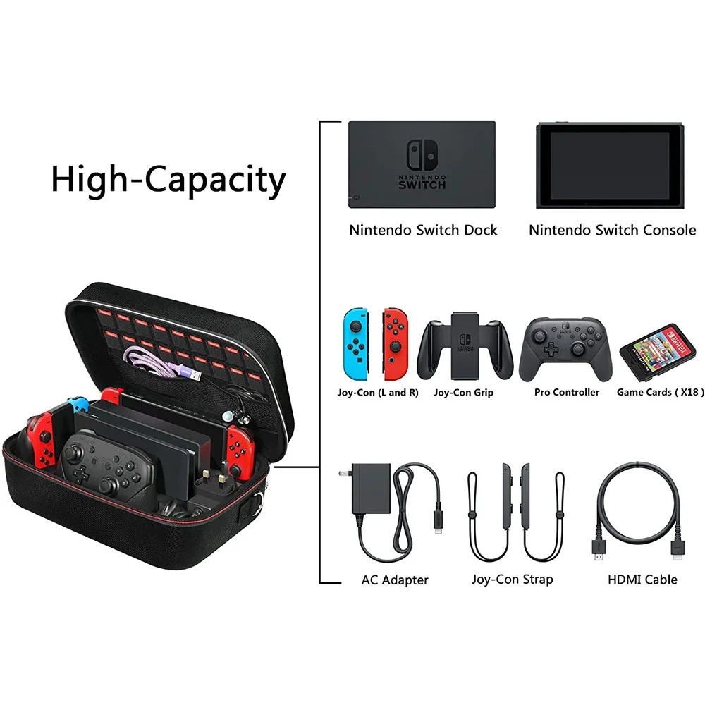 Чехол для хранения Nintendo Switch/Switch OLED Model (2021) портативный дорожный защитный жесткий