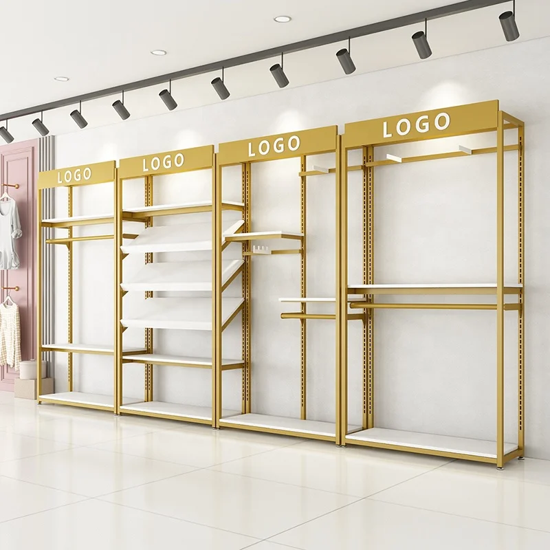 customized logo popular fashion stainless steel clothing men suit clothing store interior design store for man suit display stan