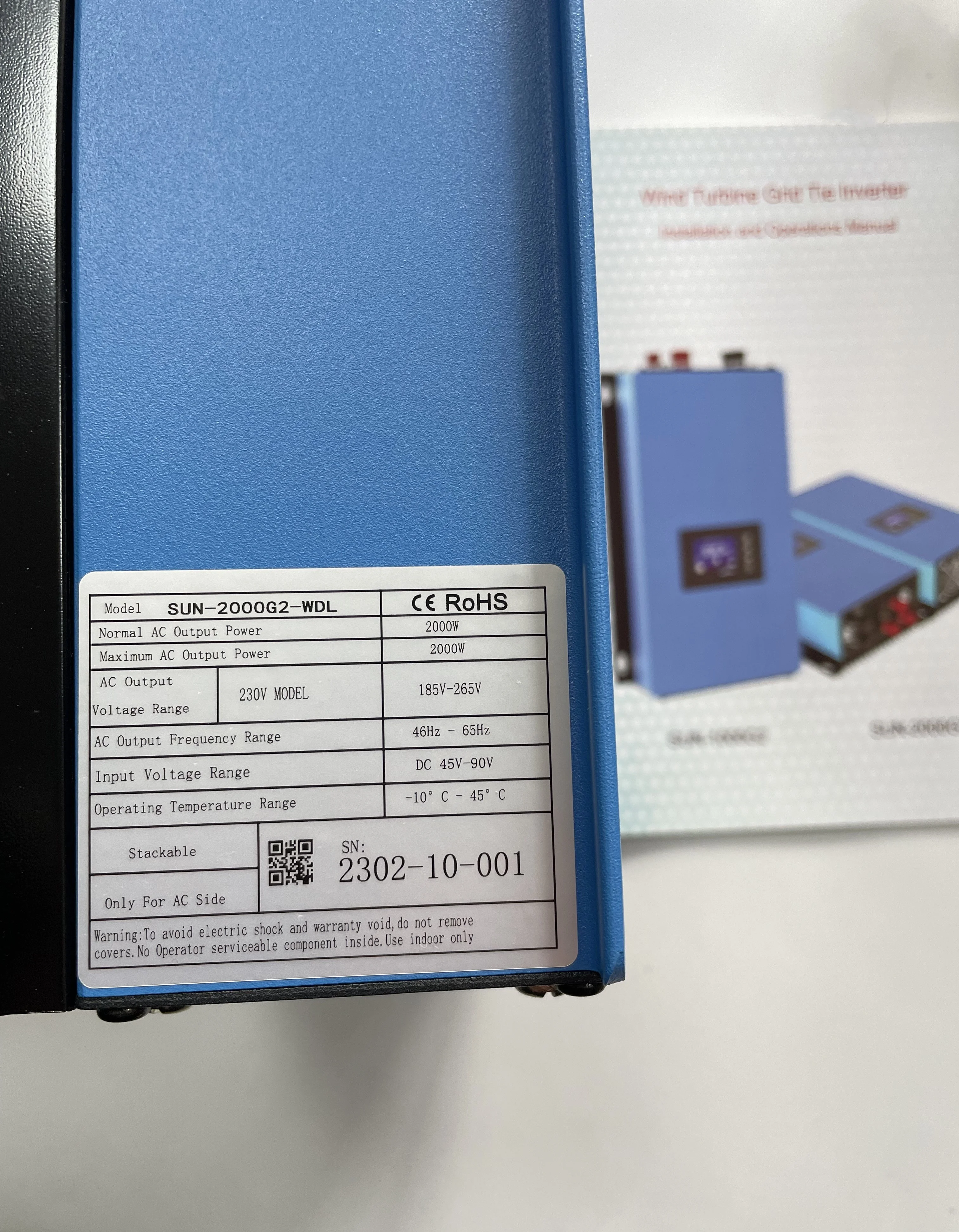LCD display 2KW Wind Grid Tie Inverter 2000 Watt With Limiter With Wifi Monitoring For DC 45-90V Wind Turbines