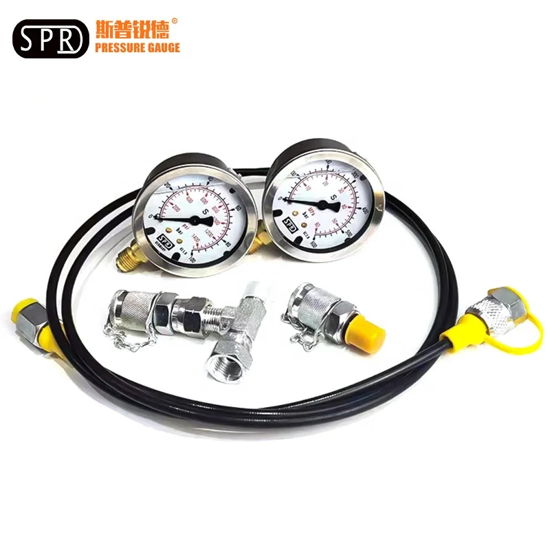 Цифровой измеритель давления Bourdon Tube нержавеющая сталь 3 тестовый комплект 600 бар гидравлический насос инструмент для ремонта масла экскаватора