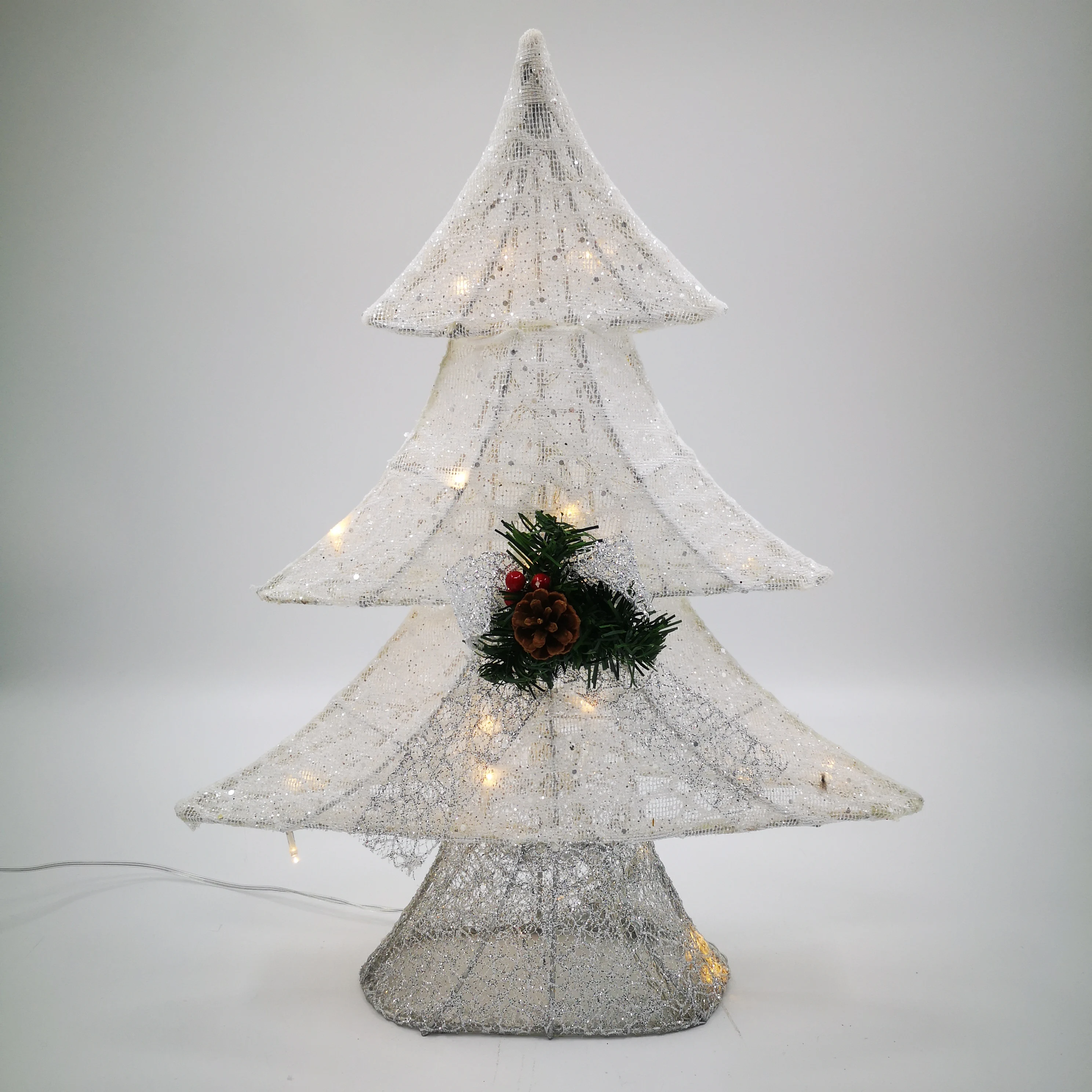 30L warm light LED white mesh Christmas tree pine branch red fruit for church