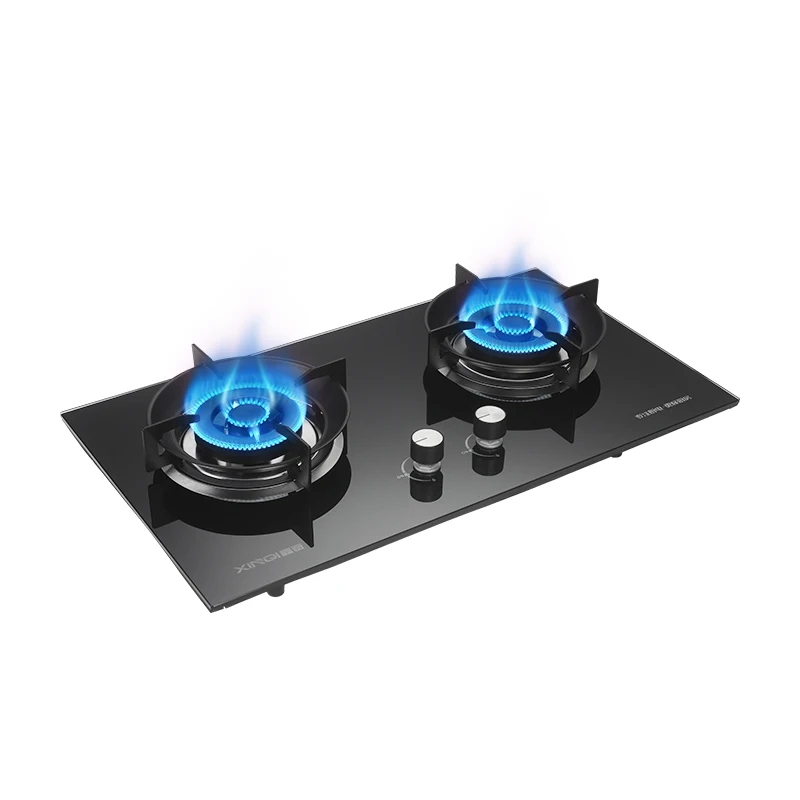 Tempered glass panel gas stove kitchen built-in gas hob double burner gas cooker hob