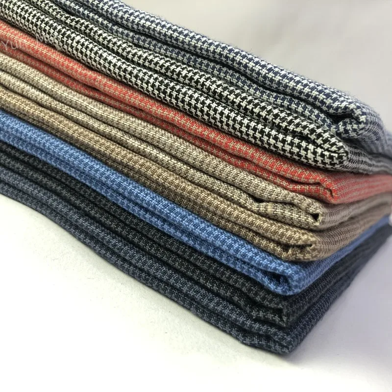 Factory Checkered Linen Fabric Woven Fine 100% Linen Fabric For Clothes Shirts Dress