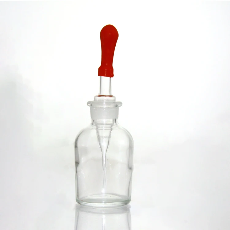 Бутылка для капель с Красной резиновой пробкой