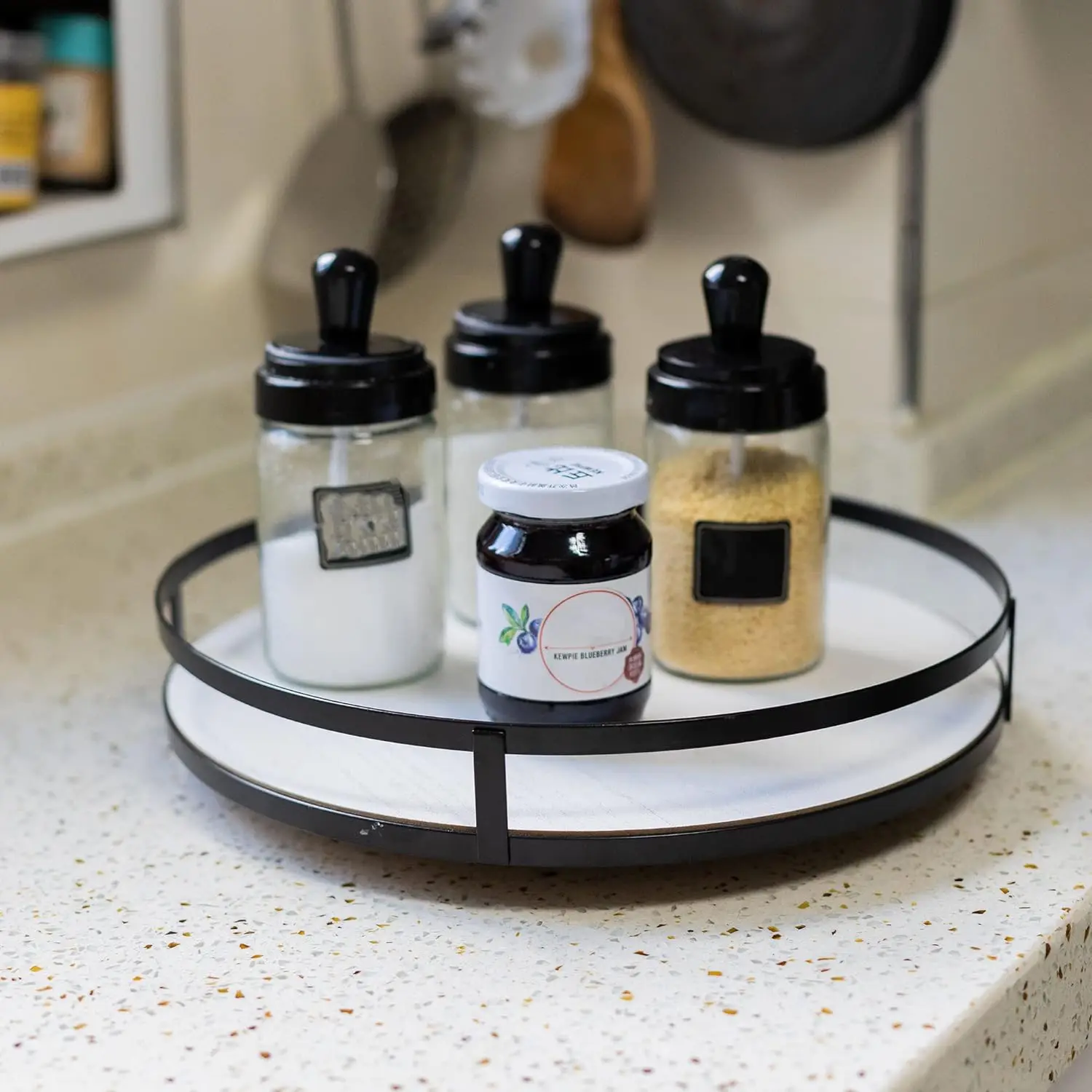 12 Inch Wooden Lazy Susan, Turntable 360 Degree Swivel Table Decoration for Round Shape of Countertop Cabinets or Dining Table