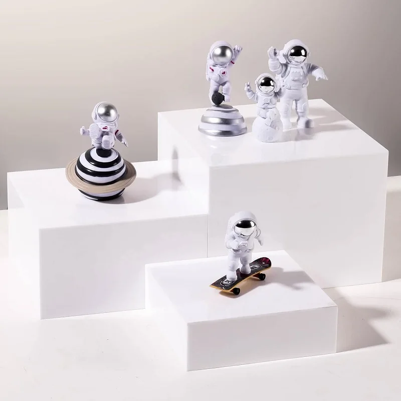 Set of 3 Glossy white Acrylic Cube Display  Risers with Hollow Bottoms for display only