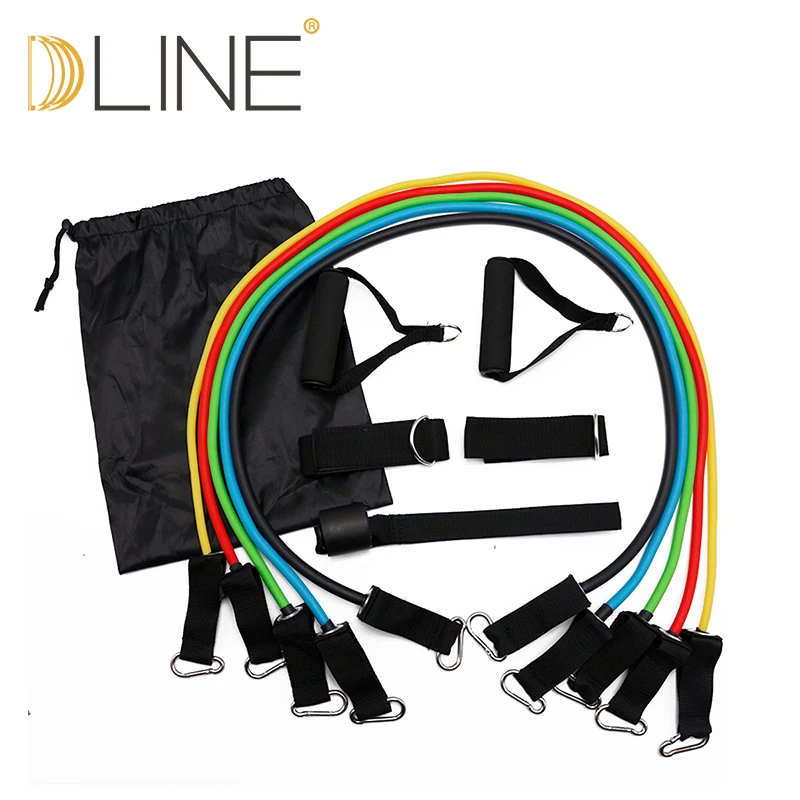 11 PCS Fitness Resistance Bands 100% Natural Latex Exercise Resistance Tube