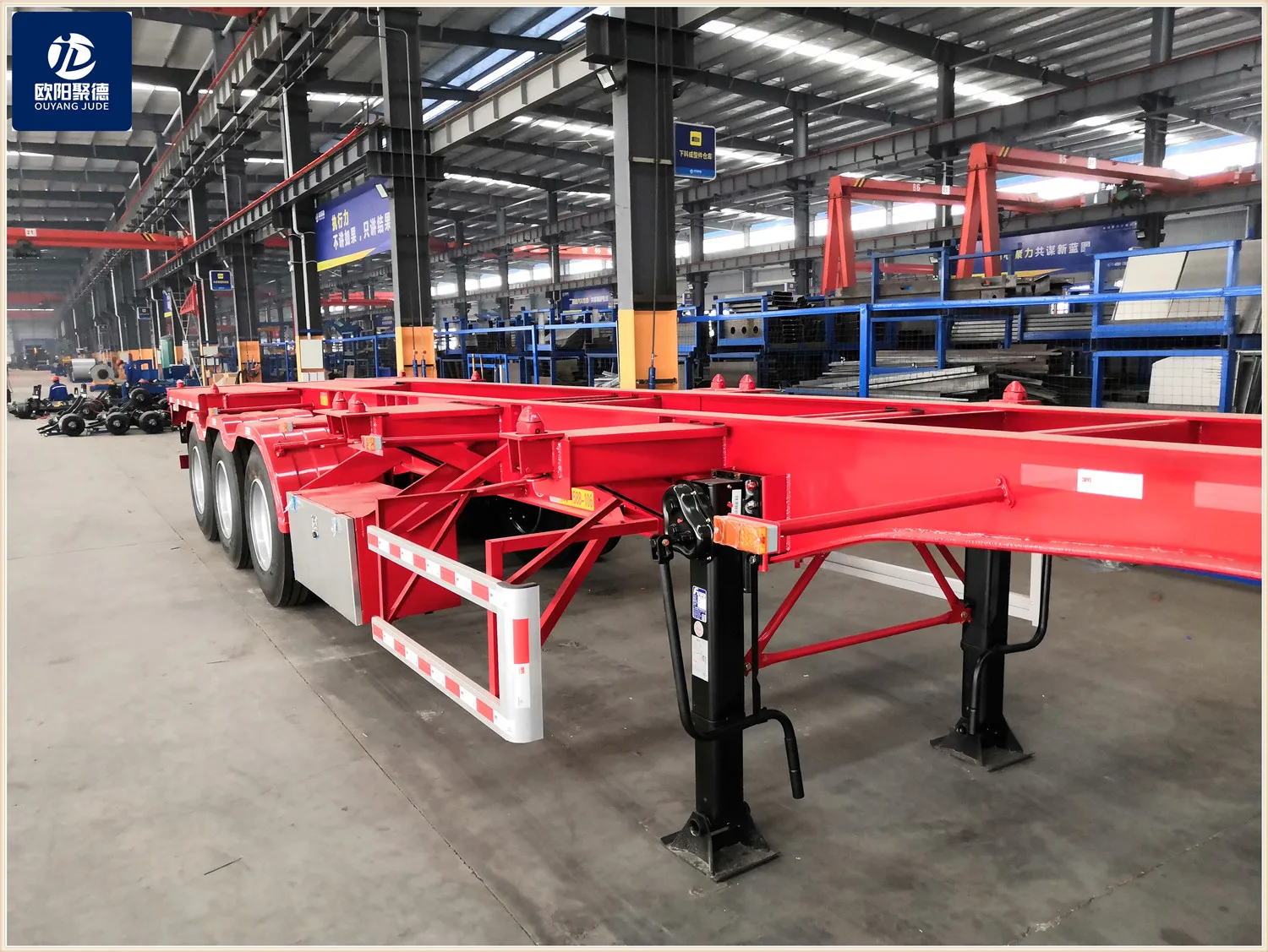 OYJD Trailers newest  2axles 40ft flatbed trailer skeleton chassis use 40ft containers with 12sets twist locks transport on sale