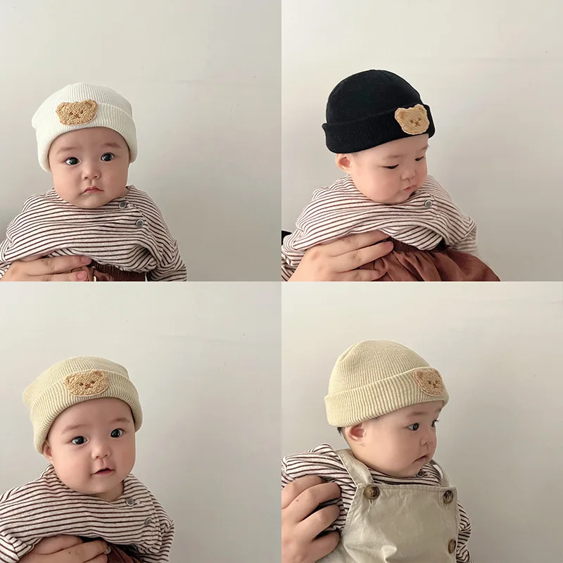 Fashion cotton fabric winter kids caps customized baby hats Unisex newborn baby beanie hats