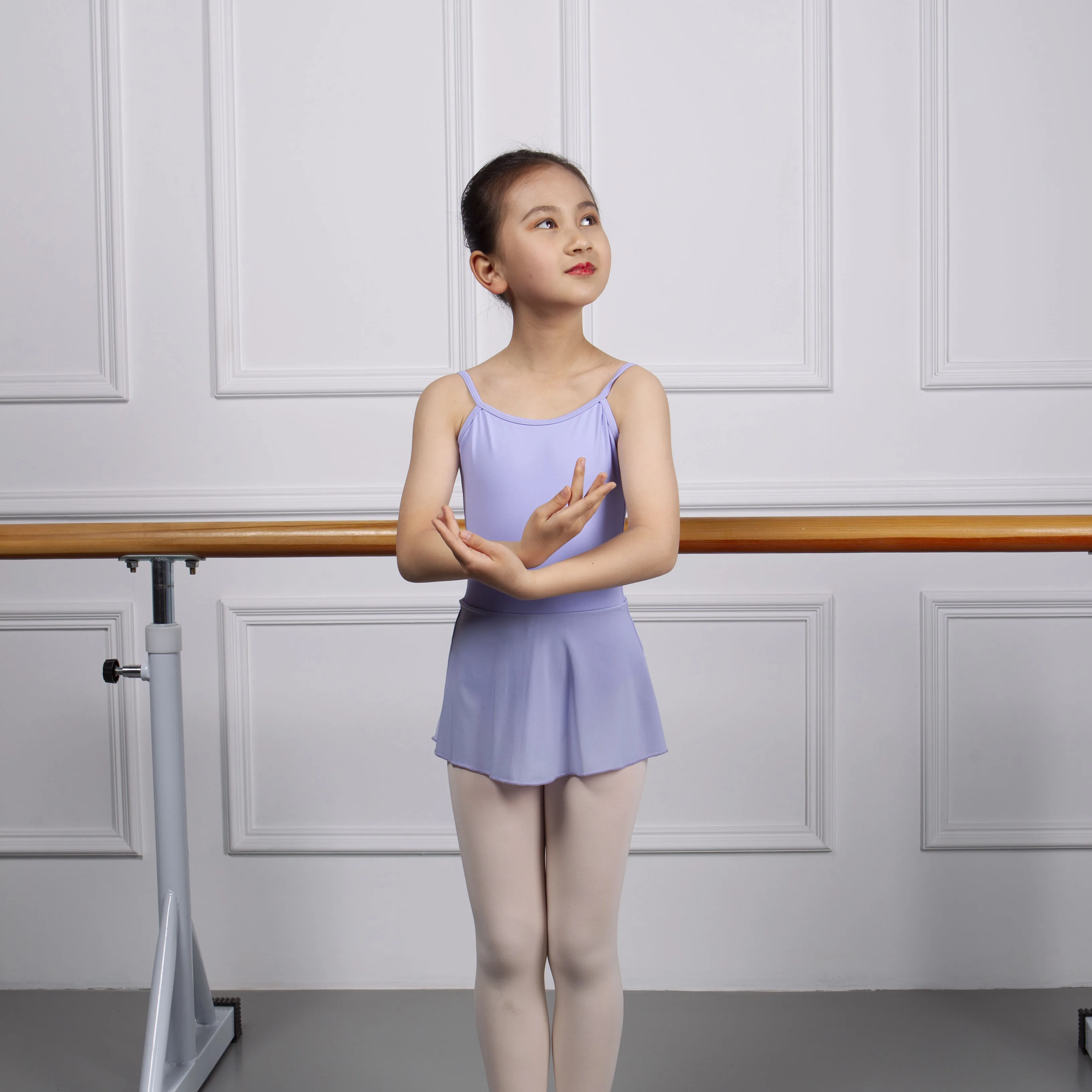 JW Large V-neck Suspender Body Suit for Children gymnastics leotards  training dance wear  dance ballet leotard with skirt