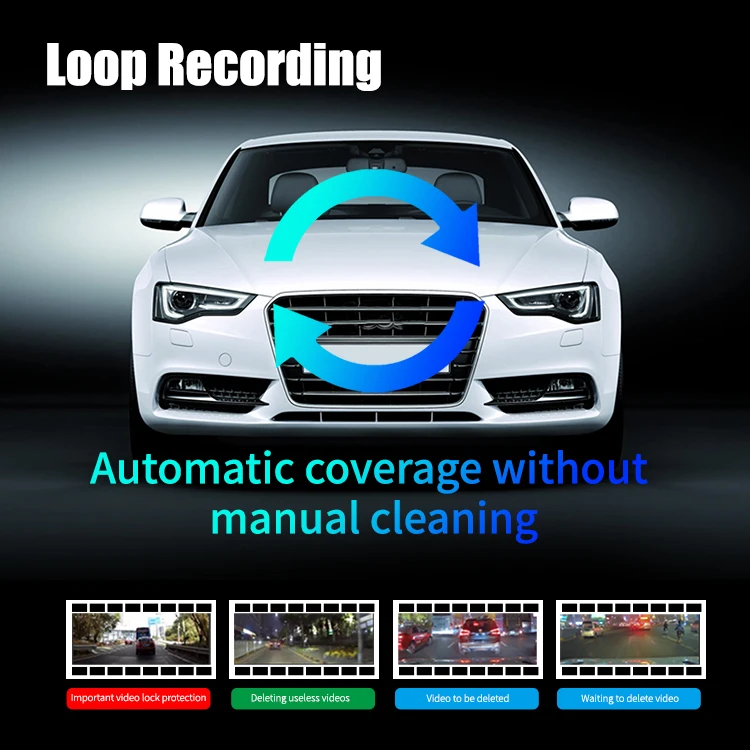2024 Latest Version Car DVR Driving recorder 4K+1080P 24h parking monitoring 170 degree wide angle WDR nigh vision Dual Lens