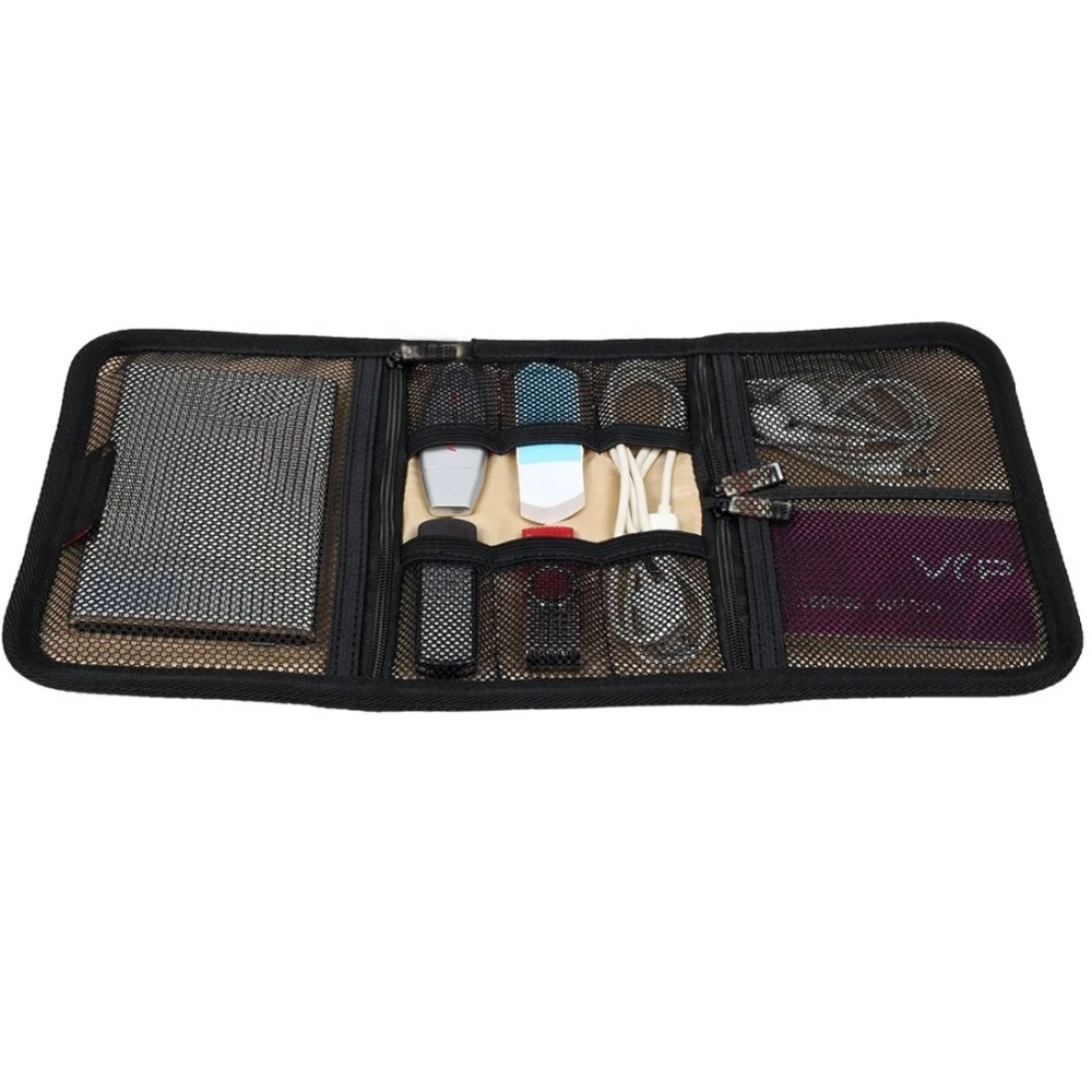 Portable Universal Wrap Electronics Accessories Travel Organizer / Hard Drive Bag / Cable Stable with Cable Tie