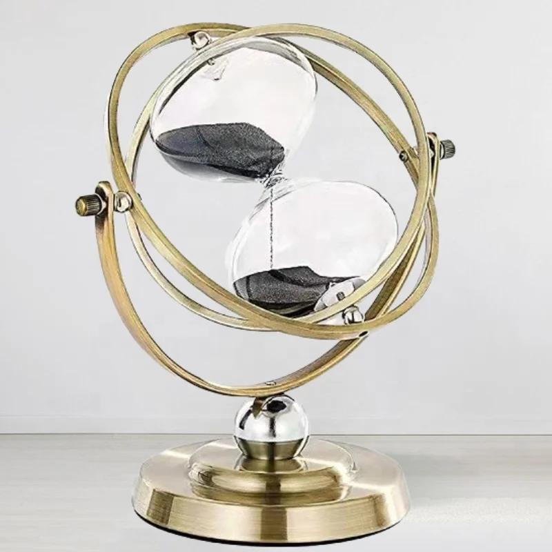 15 minutes metal rotary rack sand timer glass hourglass vintage desk home art decoration
