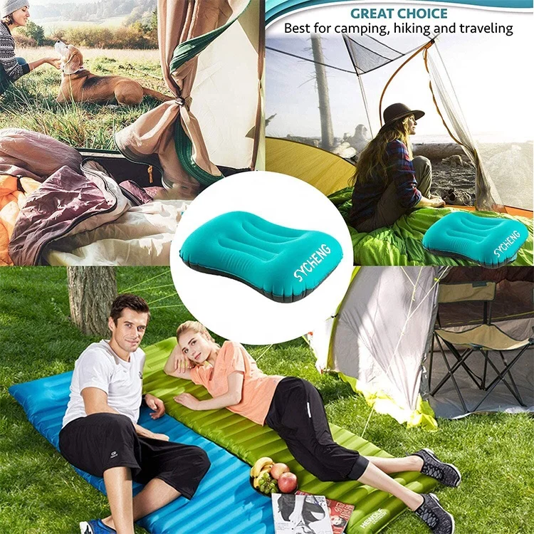 Outdoor travel press type automatic inflatable pillow camping folding portable waist press type inflatable pillow