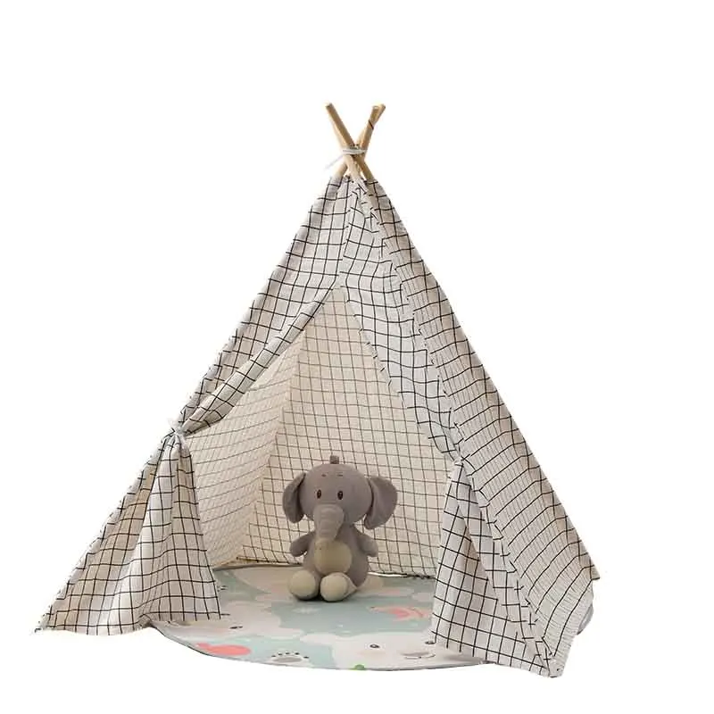 1.1M Kids  Play House Triangle Game Tent Kids Teepee Tent Cotton  Teepee For Children Toddler Indoor Outdoor Funny