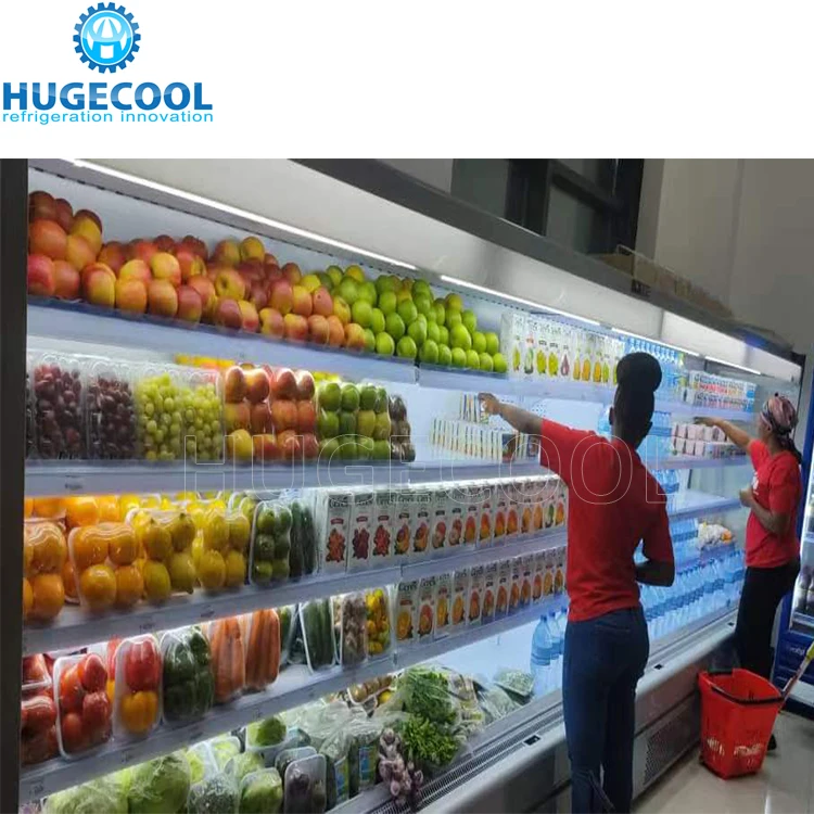vertical upright type multideck open display chiller supermarket