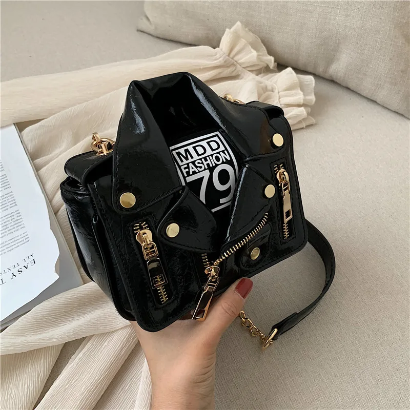Wholesale Personalized Laser Punk Style Rivet Jacket Shape Handbags Womens Hot Crossbody Bags