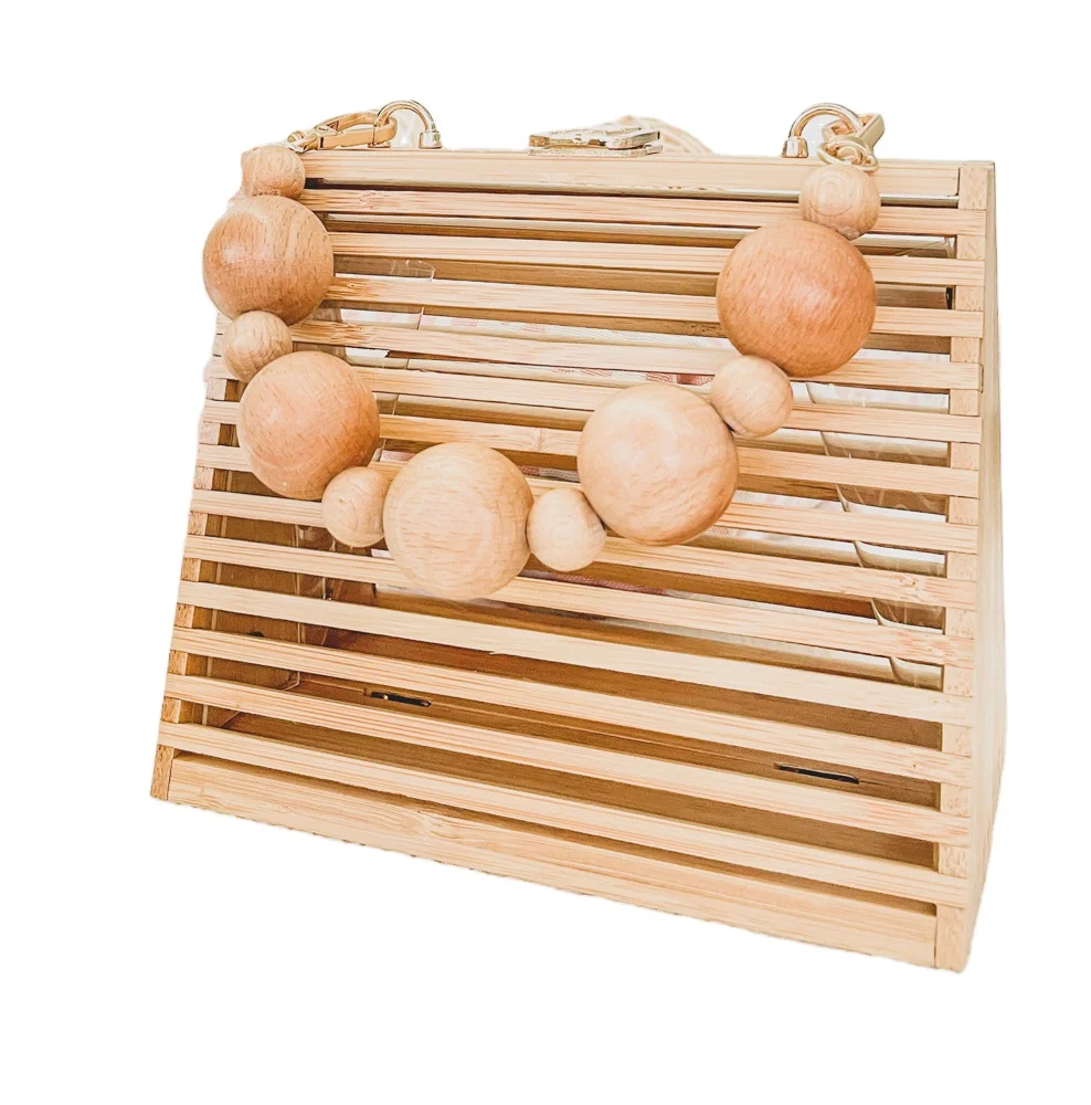 
Amazon top seller 2021 Ladies round delicate popular beach handmade bamboo woven vietnam style clutch bag 