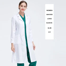 wholesale Long-sleeved white lab coat experimental uniform cotton White workwear food factory work suit
