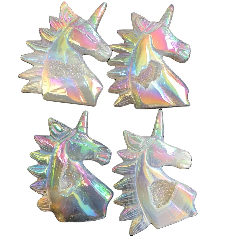 Wholesale Pretty Angel Aura Agate Geode Crystal Unicorns For Gift