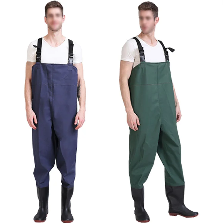 Lightweight Boot waterproof breathable pvc rubber hunting fishing chest waders with boots
