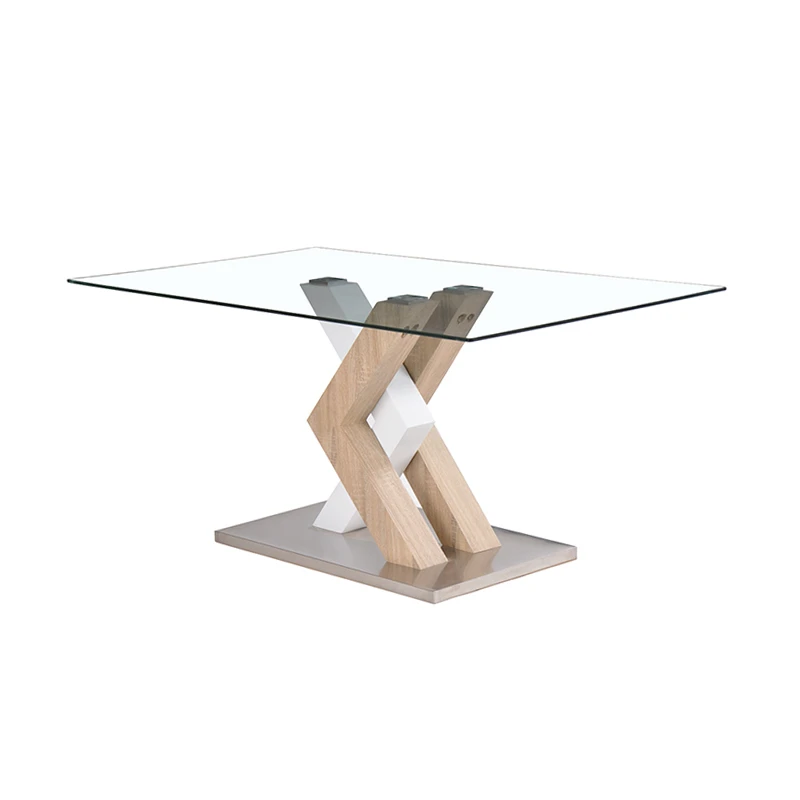 Free sample indian hot sale dining furniture nordic design glass modern dining table with MDF frame