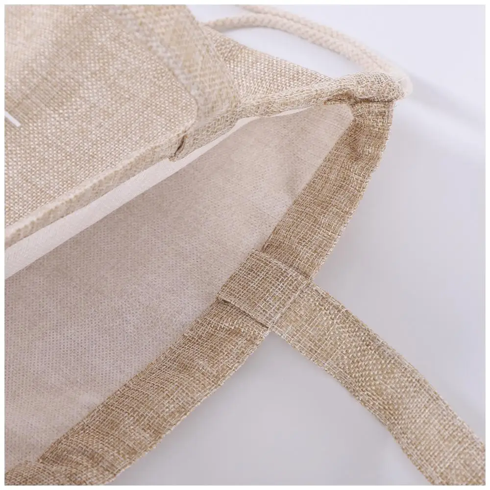 Custom logo eco friendly calico burlap linen jute drawstring bag for shoes
