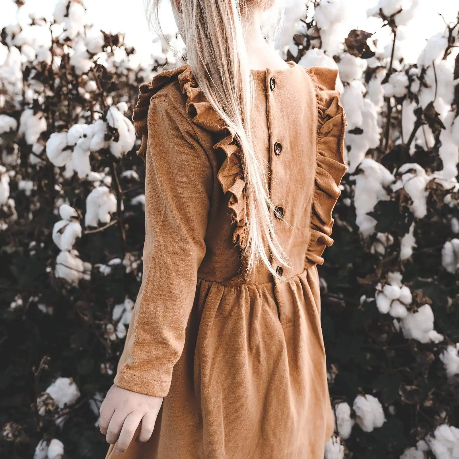 Warm comfortable solid color knit sweater long-sleeved children girl dress