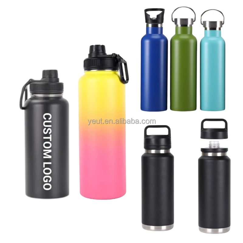 32oz Gym Wholesale Thermos Sports Double Walls Vacuum Flask Insulated Stainless Steel Drink Water Bottle With Logo Straw Lids