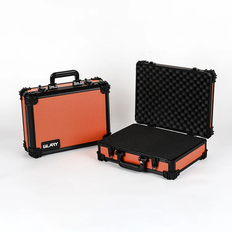 GLARY portable hard case barber tool case box shockproof aluminum tool carry case multi-purpose tool storage box with foam