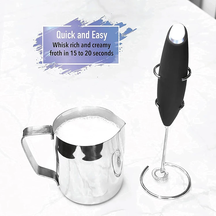 Hot sale Electric Handheld Battery Milk Frother  made of 304  Stainless Steel with stainless steel stand