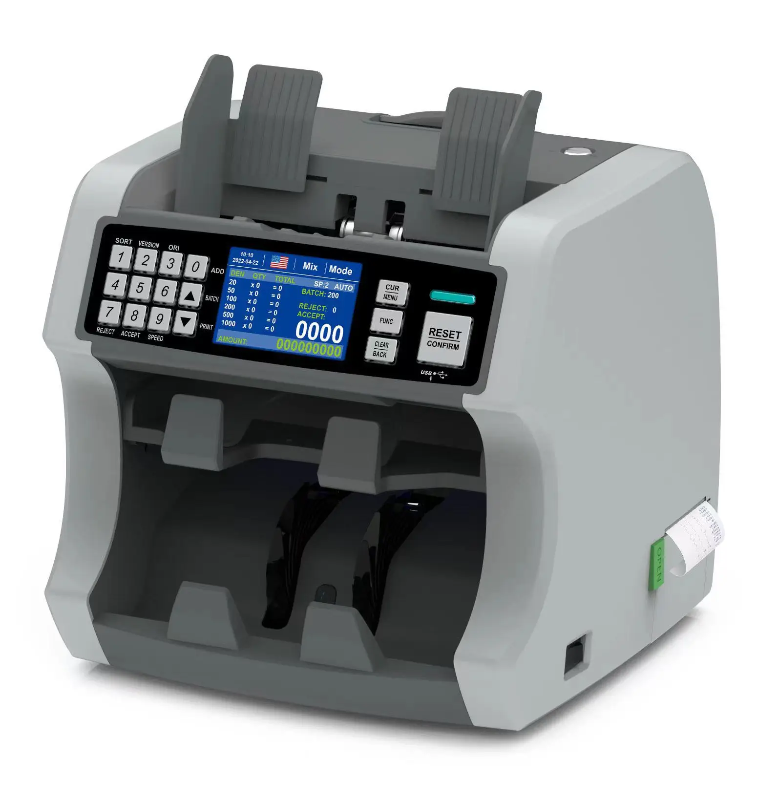 HL-S210 сортировщик Валюты со встроенным принтером 2CIS UV MG IR с двумя карманами кованая записка внешним дисплеем