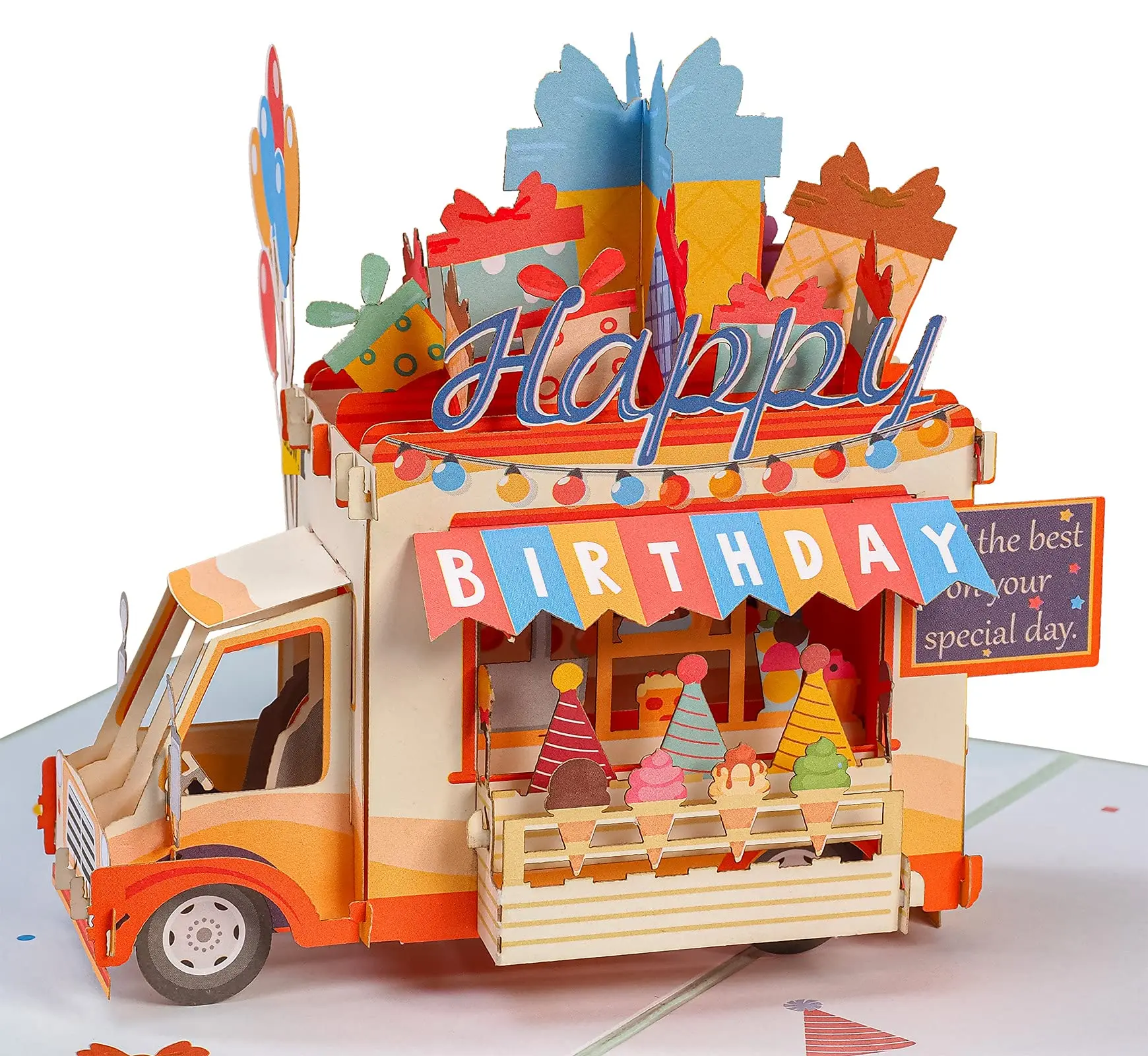 hotsale customized pop up greeting happy birthday Ice Cream 3d greeting cards