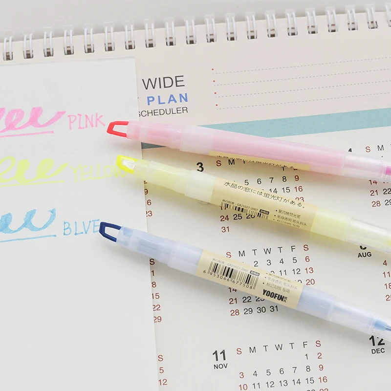 Macaroon Color Soft Head Highlighter 6 Bright Eye Protection Marking Key Student Notes for School Use