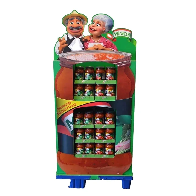 Customized beverage cardboard floor display stand drink pop advertising display shelf Creative design of supermarket retail rack