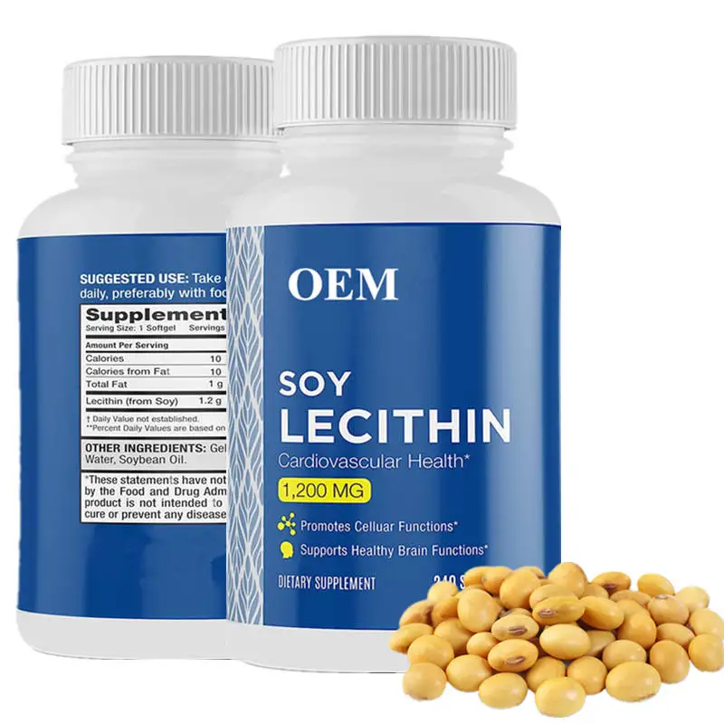 OEM Soy Lecithin Herbal Supplement Capsules 1200mg Soy Lecithin Extract Oil Softgel Capsules For Sale Soya Lecithin capsule