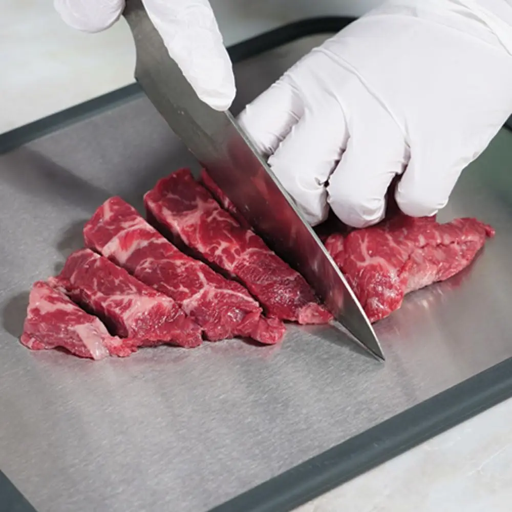 Double Sided Cutting Board  Large Size 16X11inch 304 Stainless Steel Cutting Board Wheat Straw PP  Chopping Board for Kitchen