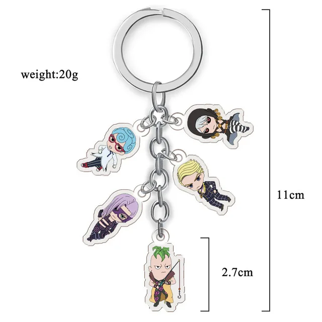 Anime JOJO Bizarre Adventure Key Chain Acrylic Character Figure Kujo Jotaro Pendent Keyring For Collection Gift