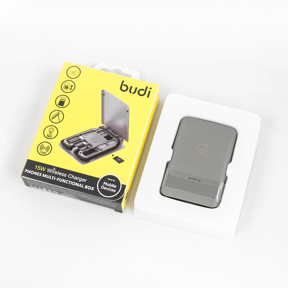 
oem new mobile phone accessories and gadgets budi 15W wireless charger with type-c to type-c usb data cables for phone charging 