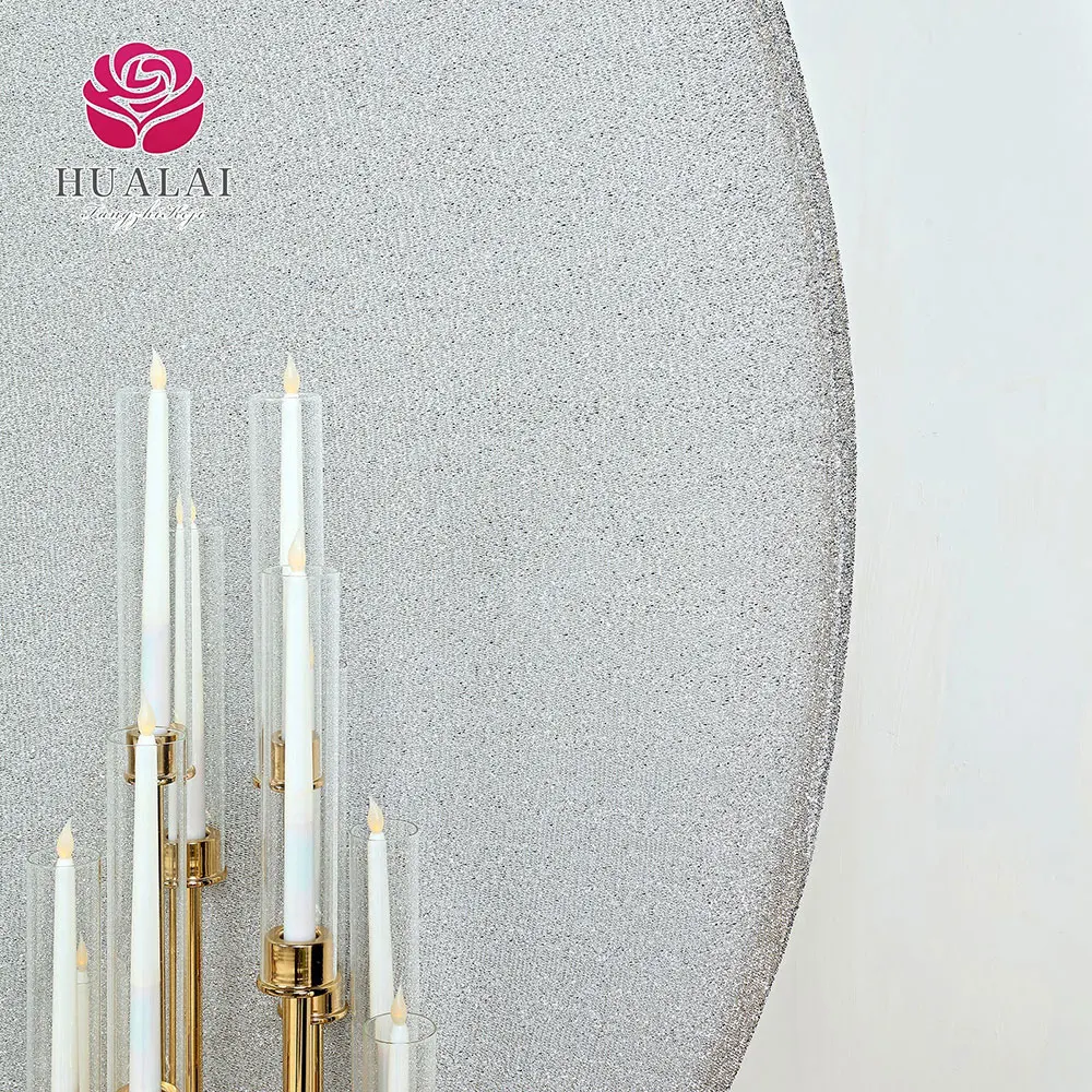 glitter shimmer tinsel metallic sided spandex fit circle round arch backdrop curtain decoration cover for party wedding photo