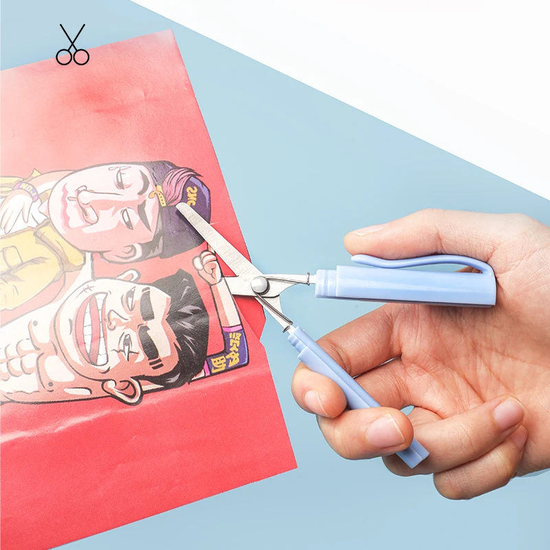 Оптовая продажа, портативные мини-ножницы в форме ручки, Запираемая рукоятка из нержавеющей стали, школьные, Офисные, школьные, художественные ножницы «сделай сам»