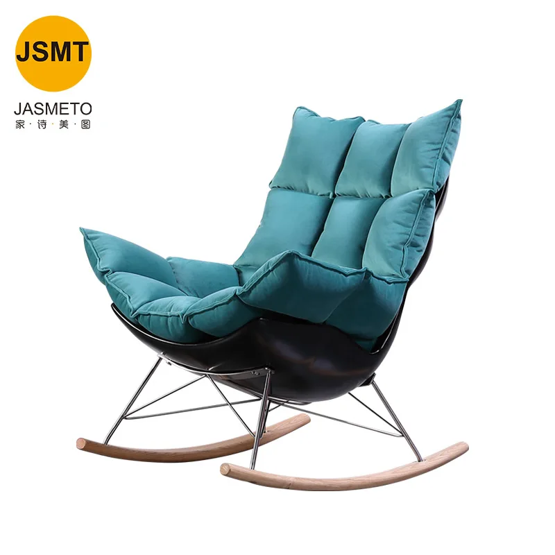 Nordic Rocking Chair Recliner for Large People with Tech Cloth Mesh Recliner Single Sofa Chair Lazy Living Room Rocker