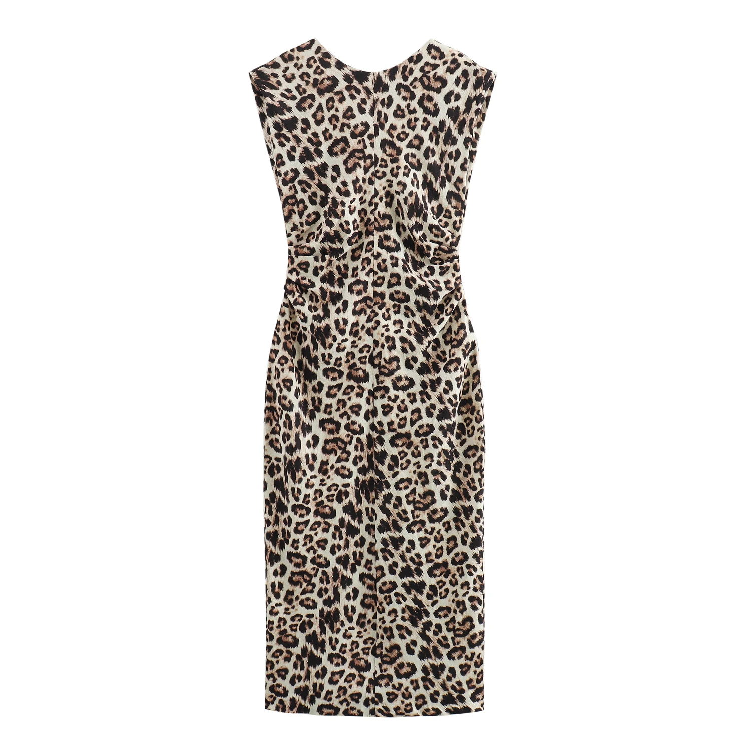 Animal print multi color sleeveless casual fashion summer long dress for women