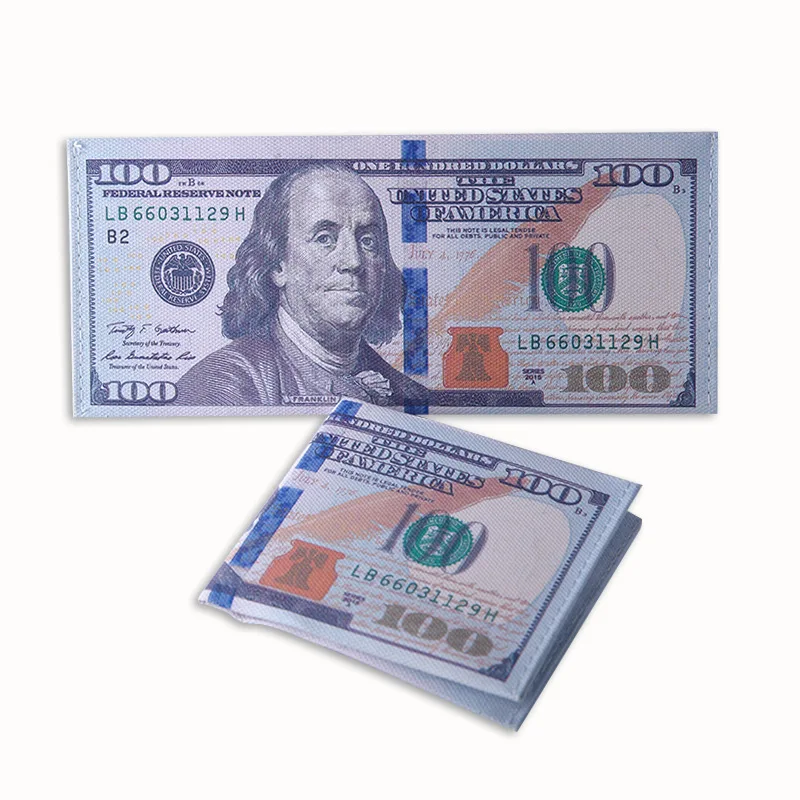 Fashion National Currency Print Canvas Men 100 Dollar Bill Purse