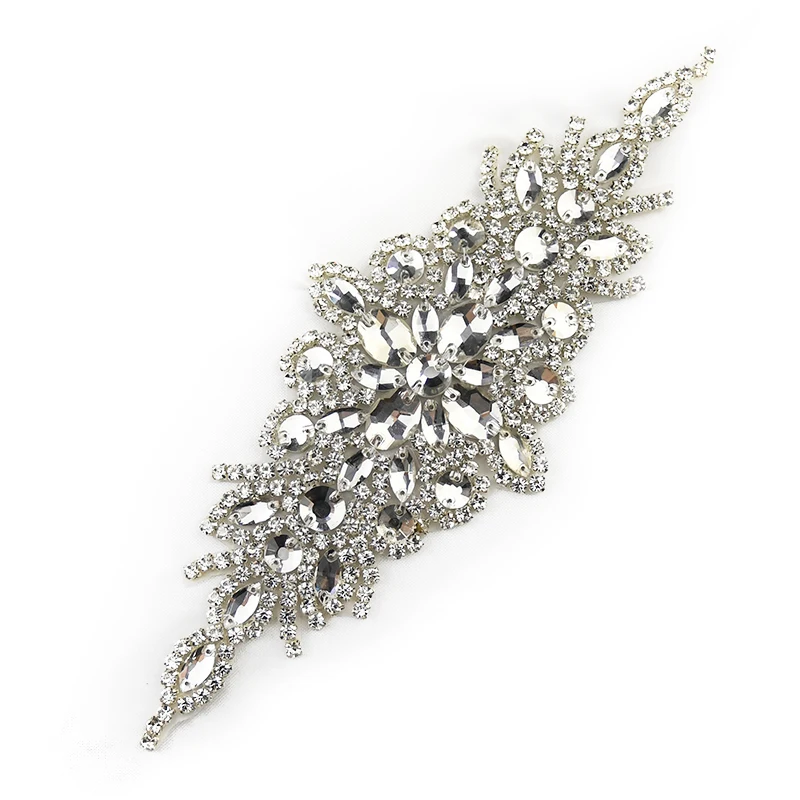 Wholesale Popular Hand-made Beaded Sparkling Rhinestone Crystal Applique For Wedding dress WRA-180