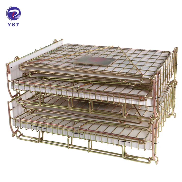 Galvanized stackable collapsible wire mesh pet preform storage metal cage